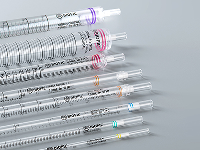 管頭印刻不同色環標識，便于識別移液管量程型號